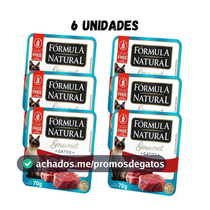 Fórmula Natural Gourmet Gatos Carne 70g COMBO C/6