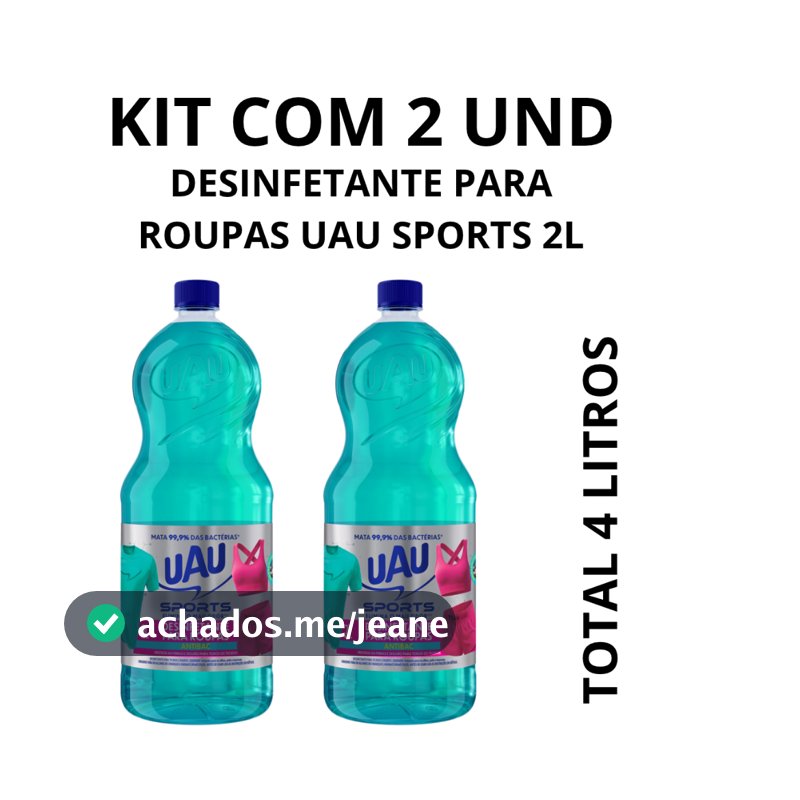 Kit UAU com 2un DESINF PARA ROUPAS UAU SPORTS 2L