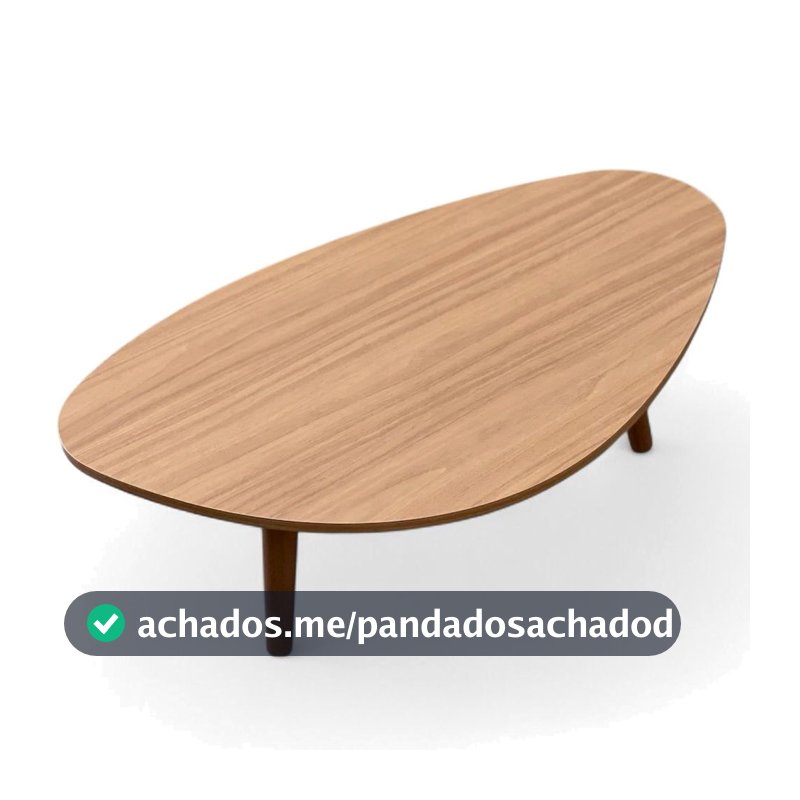 Mesa de Centro Orgânica Pés Palito em Madeira 90x52cm