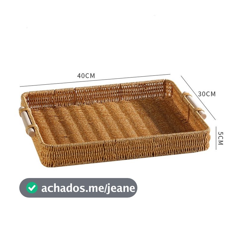 Bandeja Imitação de Vime para Sala de Estar, Restaurante e Bandeja de Chá - Cesta de Armazenamento para Pão (Entrega em 24 horas)