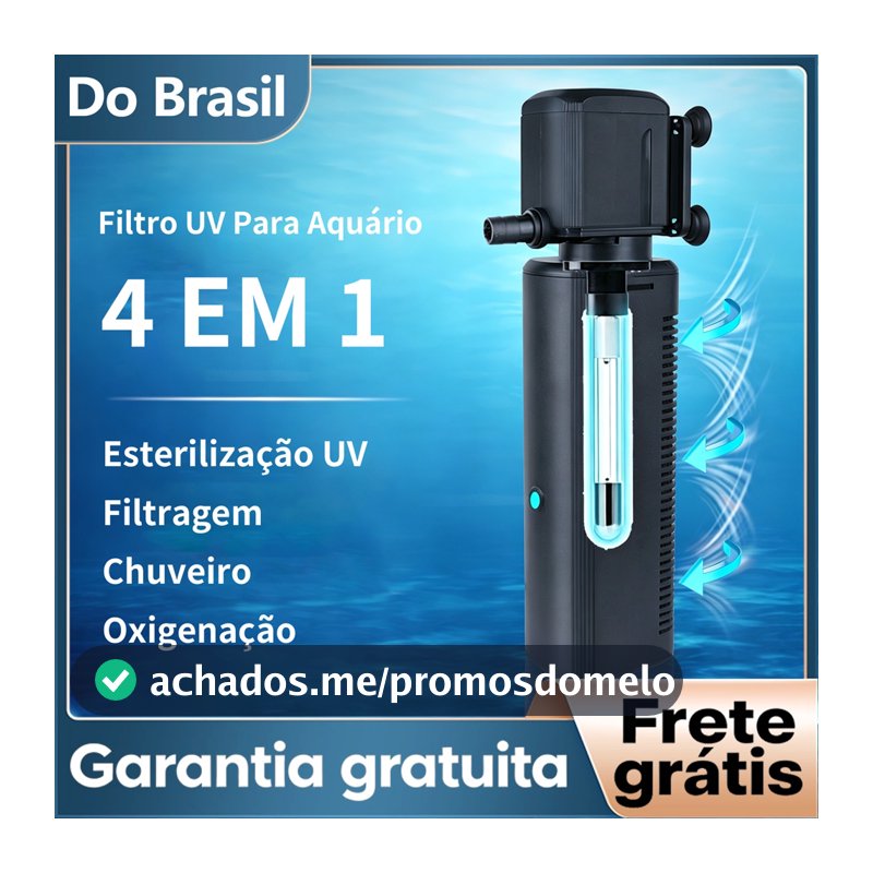 Filtro Interno UV Para Aquário NewPet Anti Água Verde Esterilizador Com Timer Água Doce e Salgada