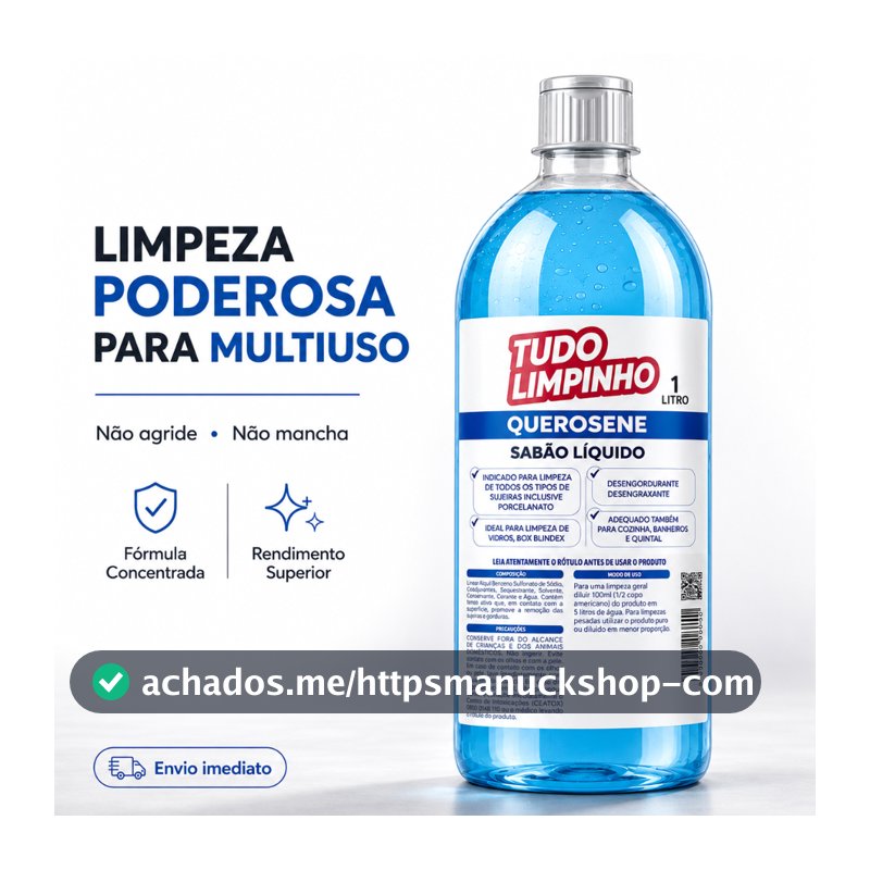 Sabão de Querosene Tudo Limpinho 1 Litro Limpa Pisos Multiuso Rende Muito Desengordurante