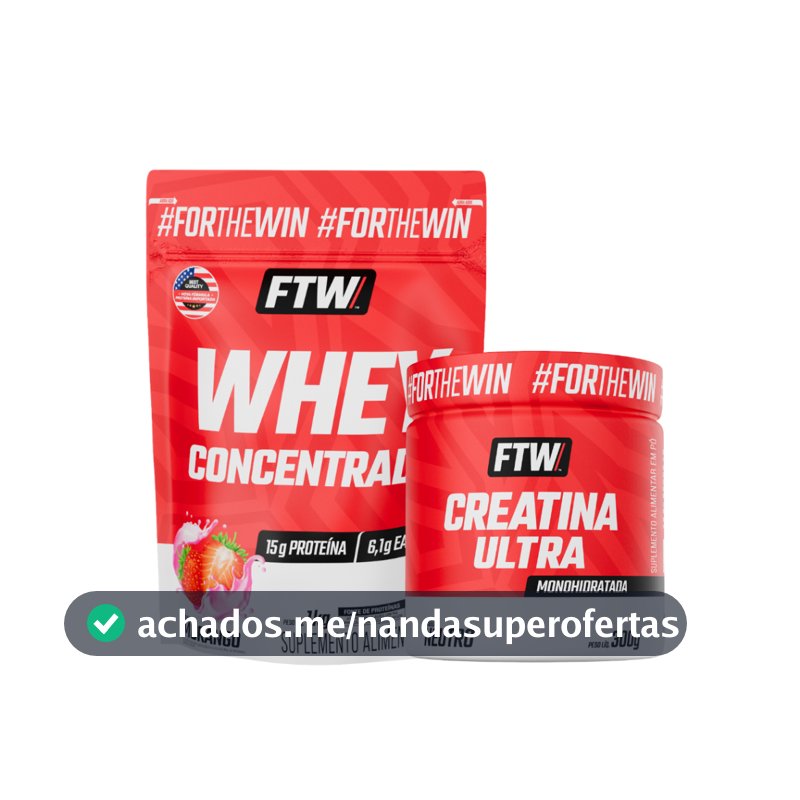 Kit Whey Concentrado 1kg +  Creatina Ultra Pote 300g - FTW