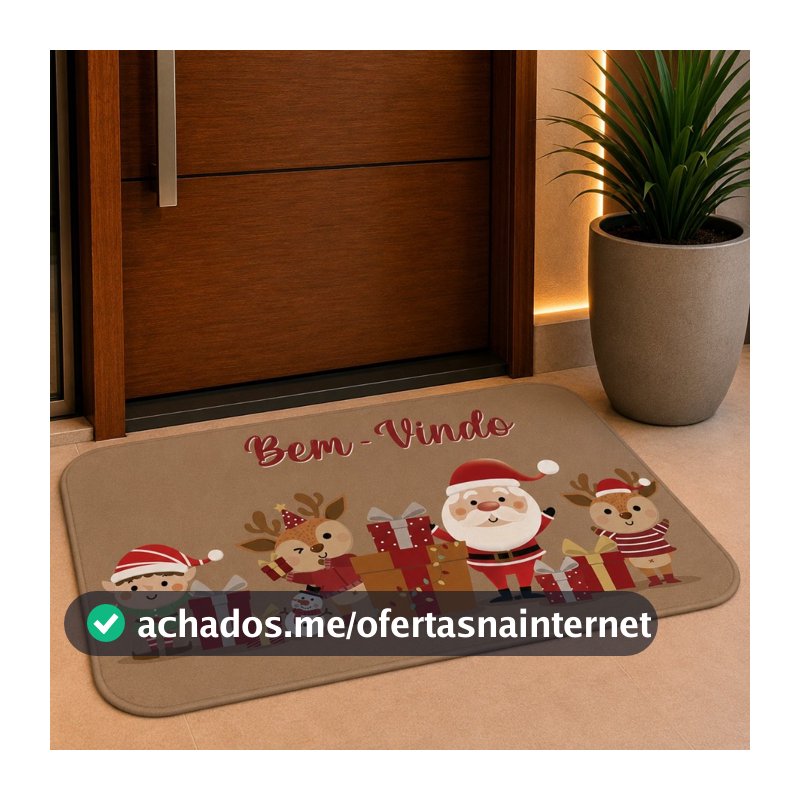 Tapete de Porta Natalino Noel e Animais Antiderrapante Direto de Fabrica.