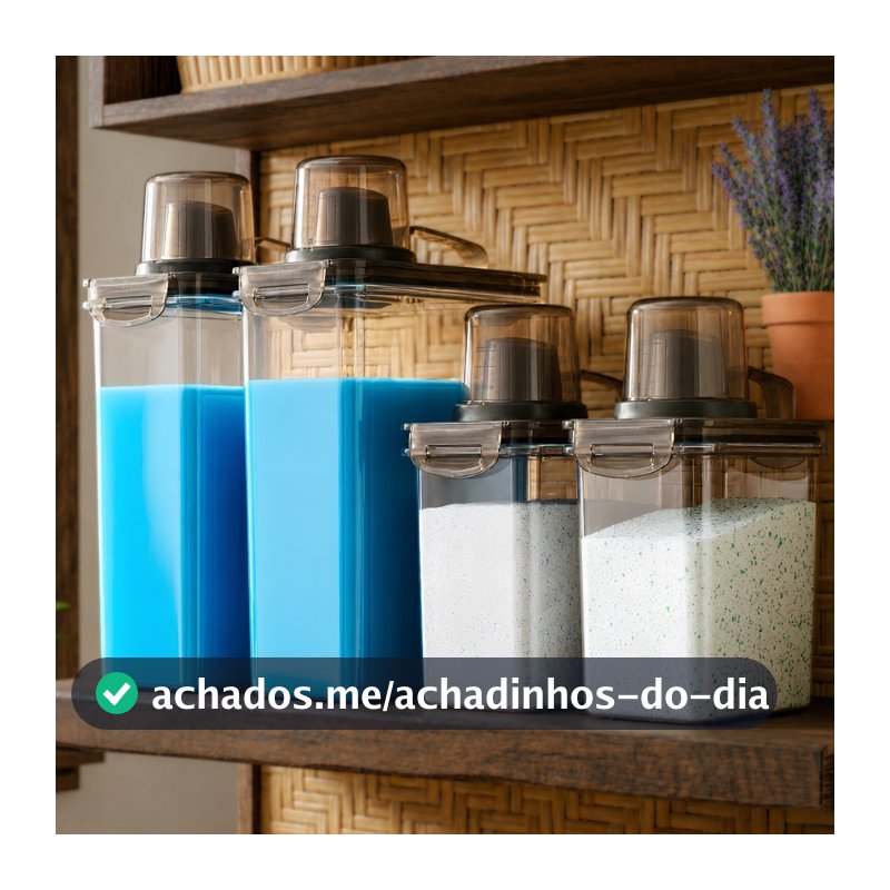 Kit 4 Potes Dispenser Lavanderia Porta Sabão Amaciante Condimentos Cozinha 3L e 1,9L c/ Bico Dosador