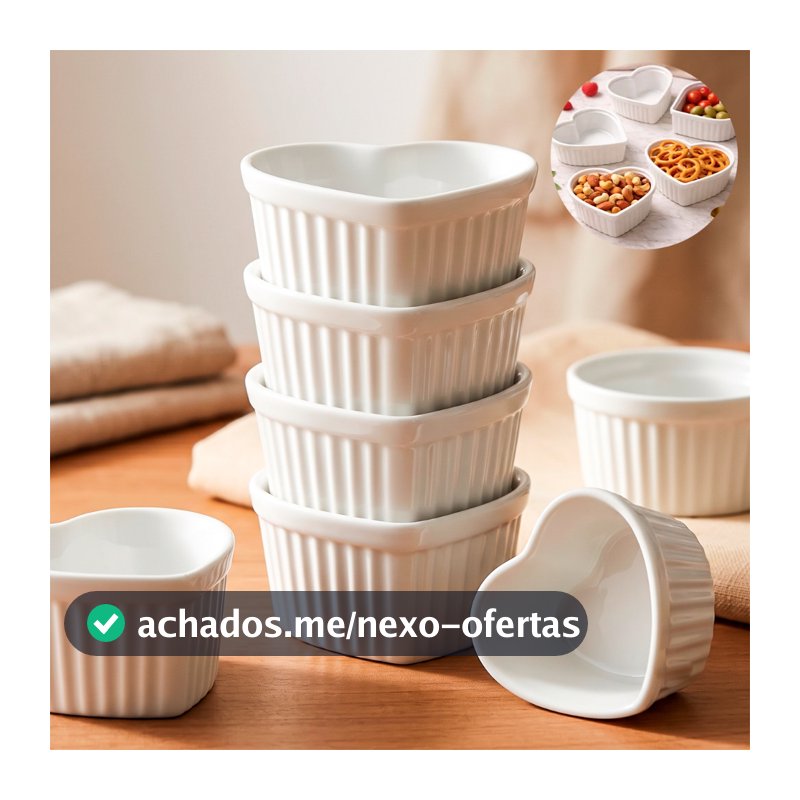 Ramekin Coração 150ml Canelado Molho Doce Petisco Festa
