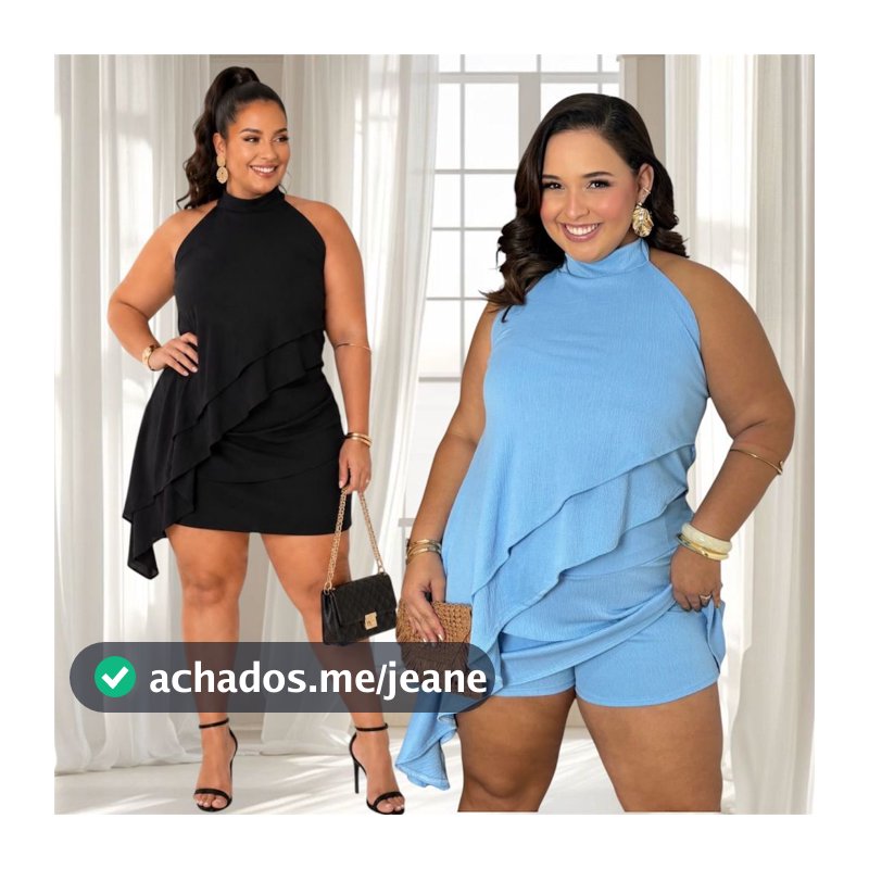 Conjunto Feminino Plus Size Elegante Short Saia + Blusa Assimétrica