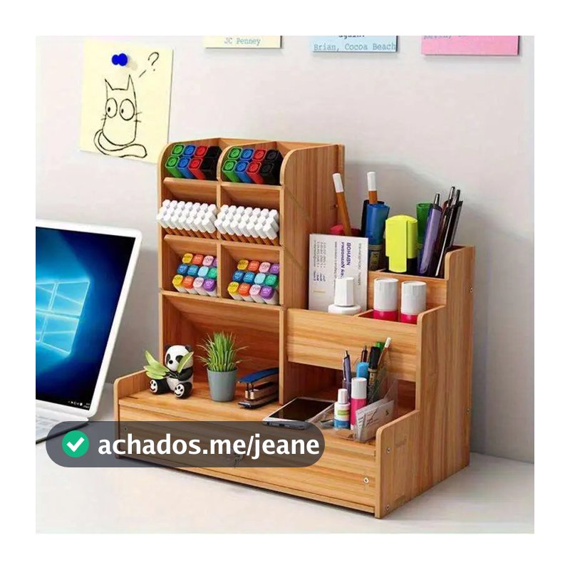 Caixa De Armazenamento De Mesa Multicamadas De Madeira Fácil De Montar E Limpar Material De Escritório DIY
