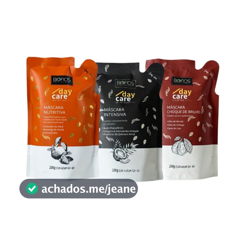 Kit Refil Cronograma Capilar Hidratação Reconstrução Nutrição Biofios Profissional 200g cada
