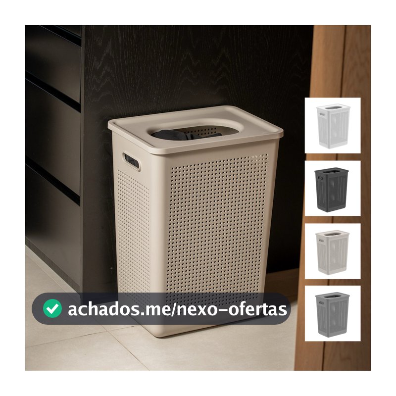 Cesto de Roupas Sujas com Abertura Superior Alças 38L Flow Ou
