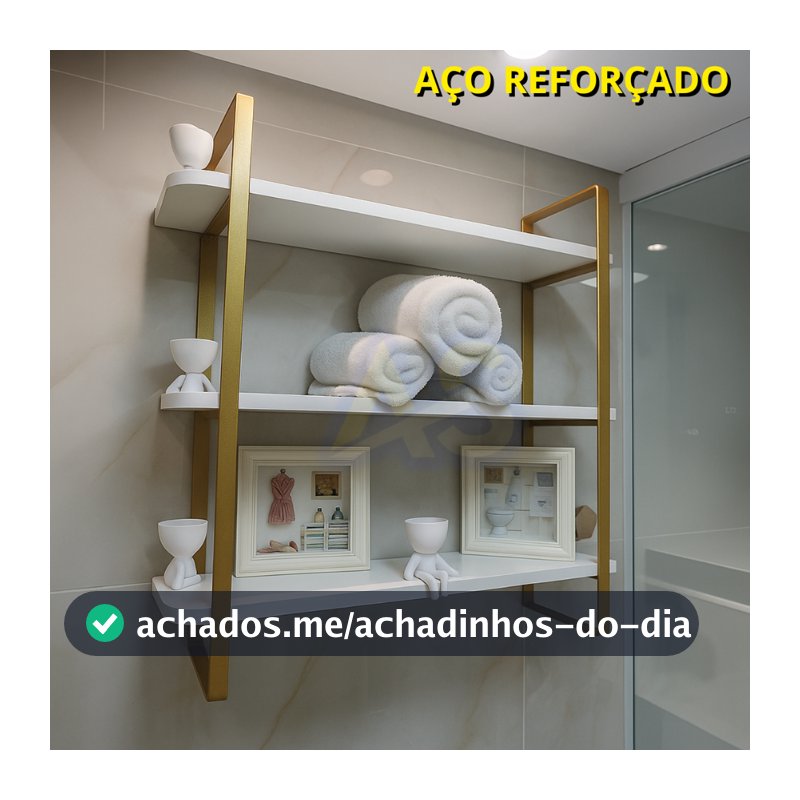 Prateleira Industrial Nicho de Parede Hone em Aço | 3 Níveis Sala Clínica Estética - 60x60x15 - Pequena