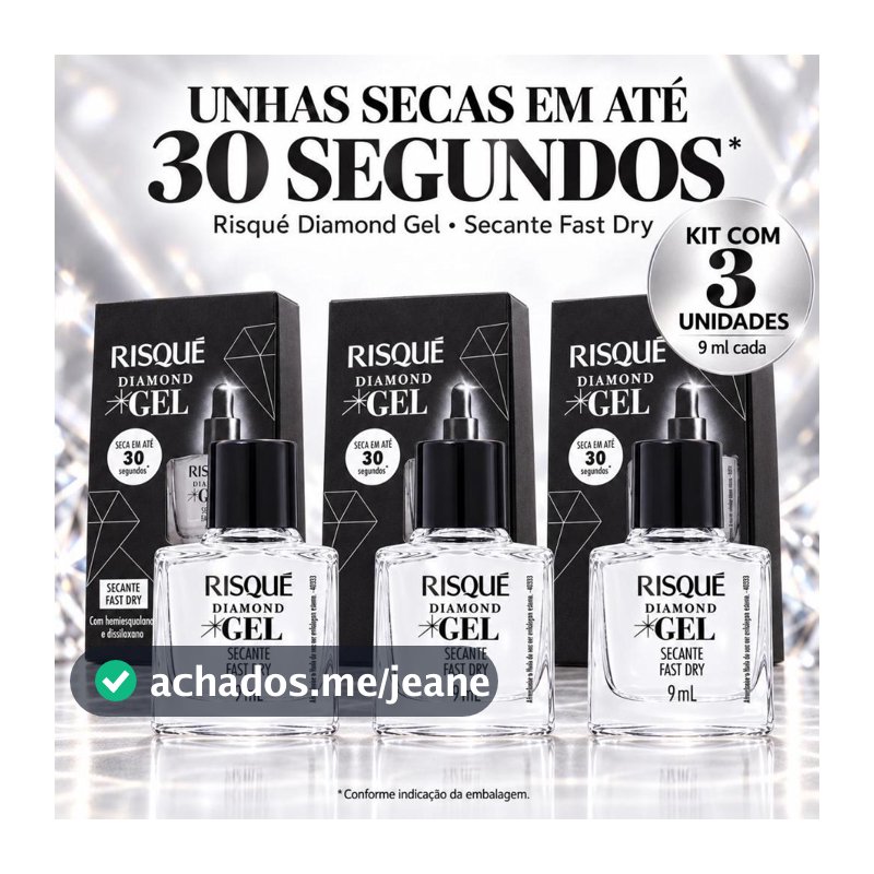 Kit Secante Risqué Diamond Fast Dry Seca Em Até 30 Segundos