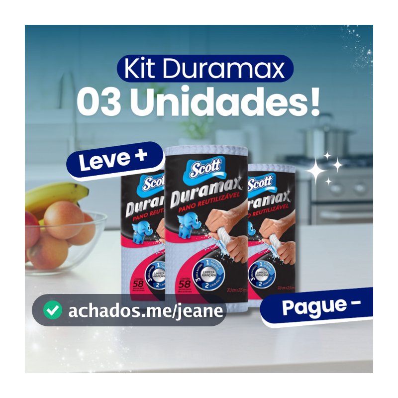 Kit com 03 Panos Multiuso Azul Duramax Scott