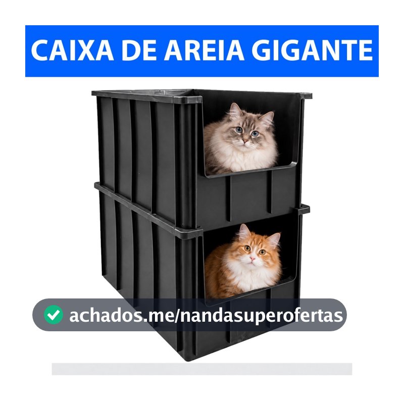 Kit 2 Caixas De Areia Gato Pet Plástica 61 Litros Grande Resistente Organizadora C/ Abertura Frontal