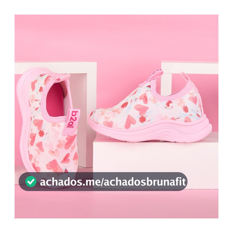 Tênis B2A Kids Infantil Menica Confortavel Calce Facil Coração charme T012/T013
