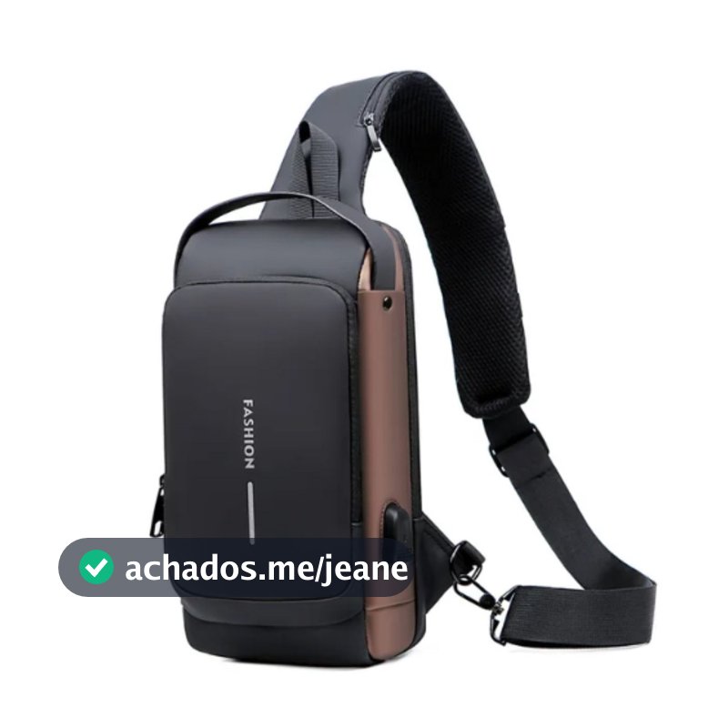 Mochila de Ombro Transversal Compacta Unilateral USB Trava de Código Resistente água