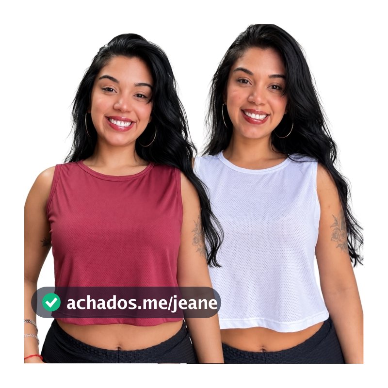 KIT 2 CROPED REGATA DRY POLIAMIDA ACADEMIA PROMOÇÃO ROUPA FEMININA ACADEMIA MACIA TRANSPIRAVEL
