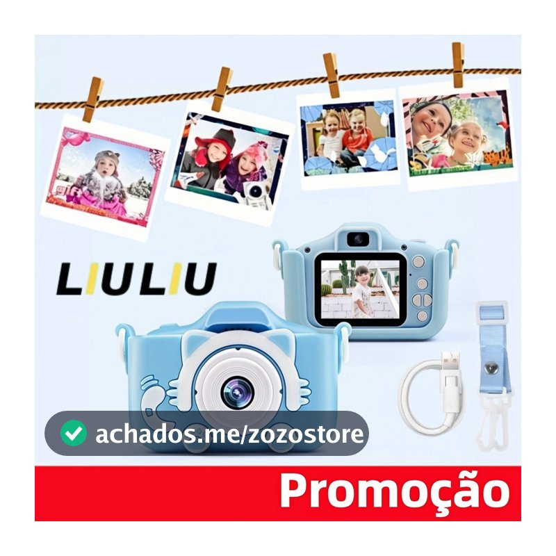 Câmera digital infantil anti-queda com jogos integrados, leve para passeios e registrar momentos da família