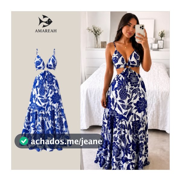 VESTIDO Longo Estampado Feminino de Alcinha com Amarração / AMAREAH