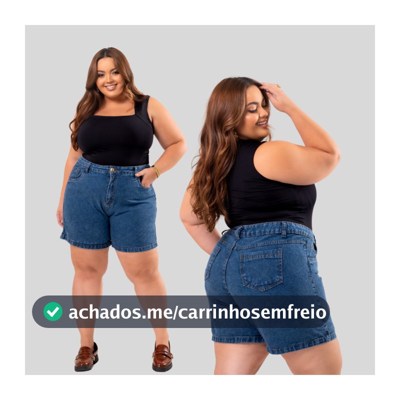 Short Jeans Feminino Plus Size Sem Lycra Bermuda