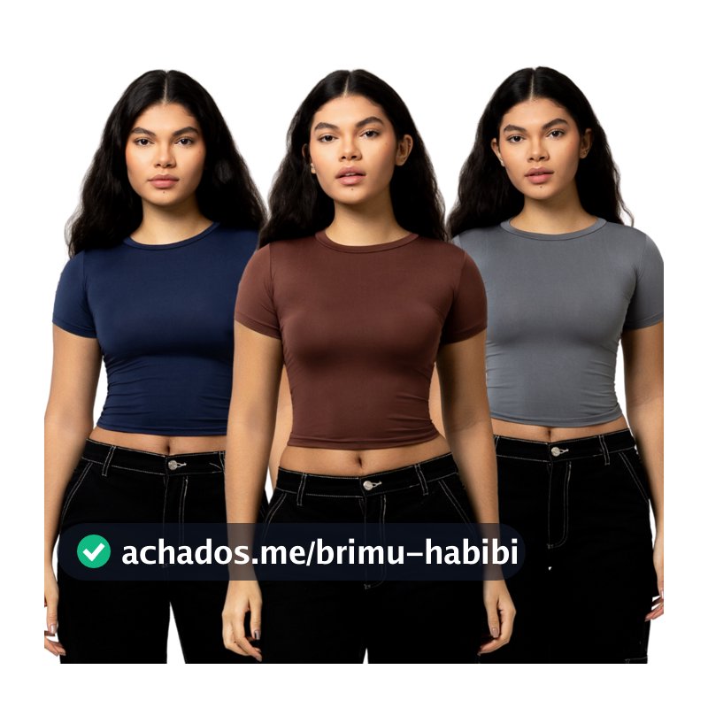 Kit 3 Baby Tee Feminina Blusa Básica Manga Curta Slim Fit Camiseta Baby Look Várias Cores