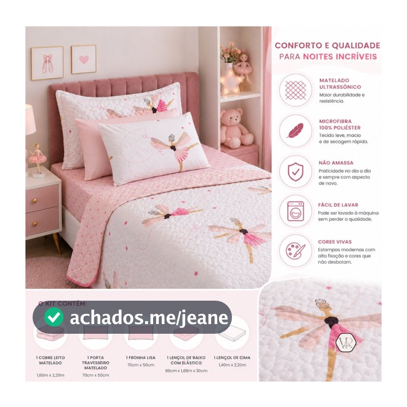 Kit Cobre Leito 4 Peças roupa de Cama Solteiro Infantil C/ Jogo De Lençol 2 Peças