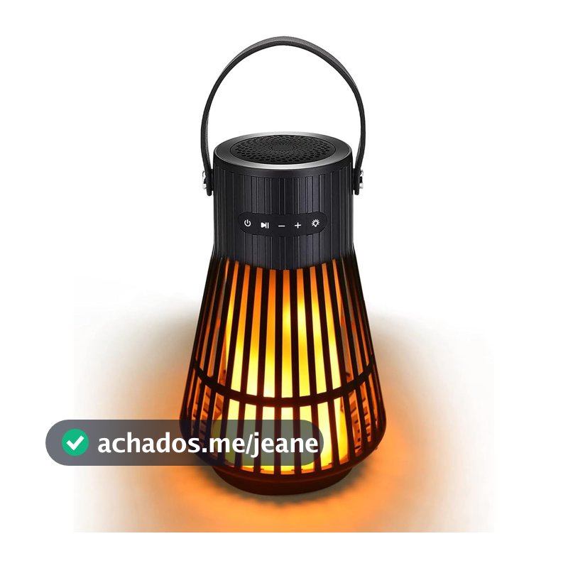 Caixa de Som LED com Efeito de Chama - Caixa de Som Bluetooth Sem Fio Portátil e à Prova d'Água com Efeito de Chama LED
