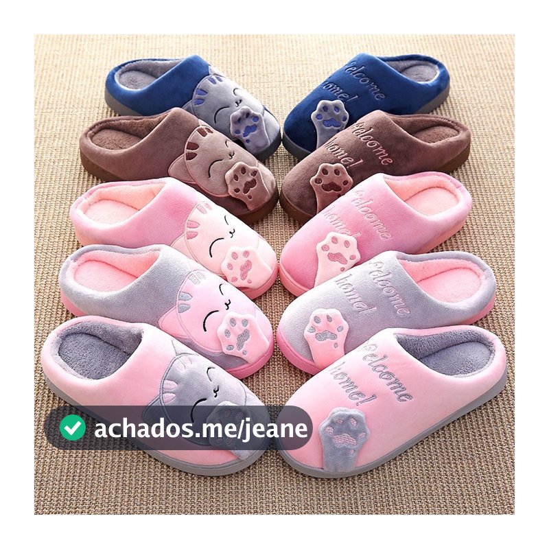 Pantufa Feminina e Masculino Gato da Sorte | Chinelo de Inverno Super Macio, Quentinho, Flexível e Antiderrapante