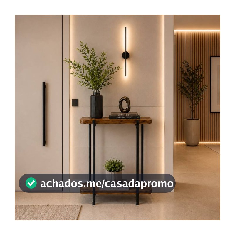 Aparador Industrial Tubular Buffet Ferro Preto Madeira Imbuia P/ Sala De Estar Decoração Hall Minimalista Casa