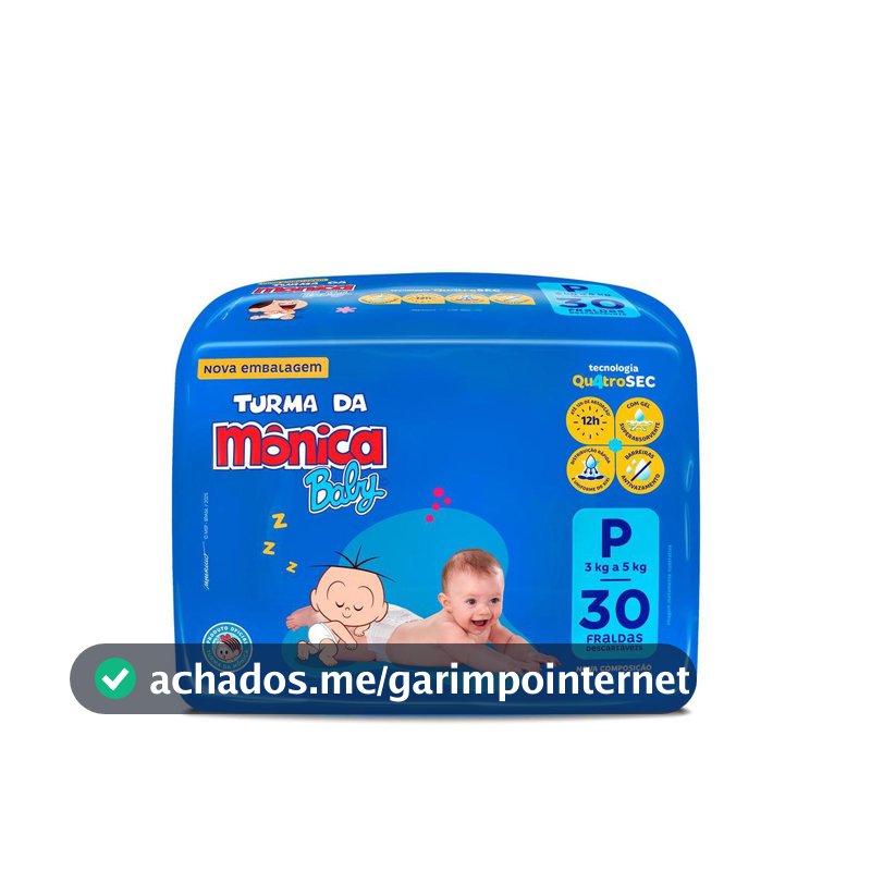 Fralda Turma da Mônica Baby Jumbo P com 30un