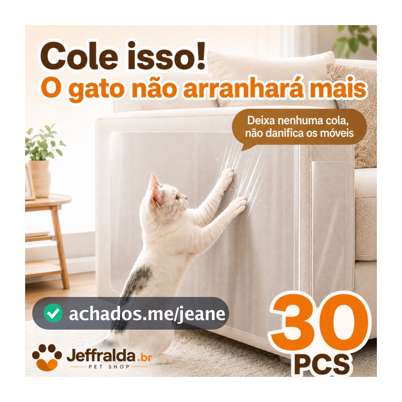 Kit 30 Peças Protetor Sofá Gato Transparente Anti Arranhões Adesivo Flexível para Cantos - Película Proteção Móveis