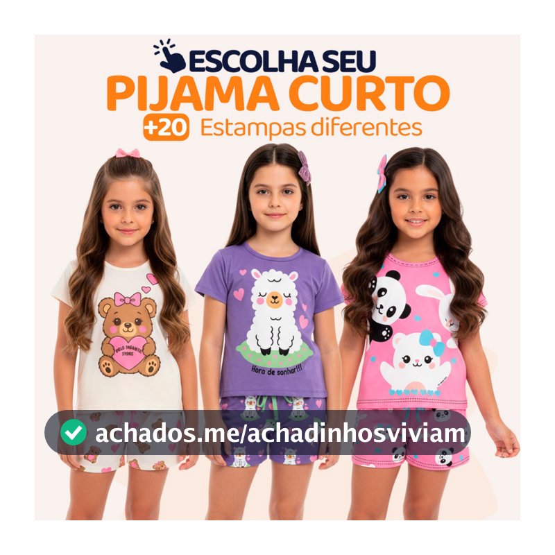 Pijama Infantil  Menina Manga Curta com Estampas Fofas e Conforto Roupa de dormir Infantil Feminino Verão Calor. L06