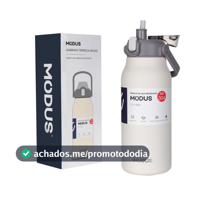 Modus Garrafa Termica de Aço Inoxidável Isolada de Grande Capacidade com Canudo 1700ml