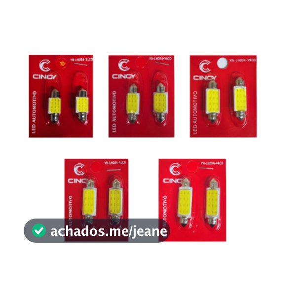 Par 2 Lâmpadas LED Torpedo 31 36 39 41 44 Iluminação Mala Teto Salão Placa Branca