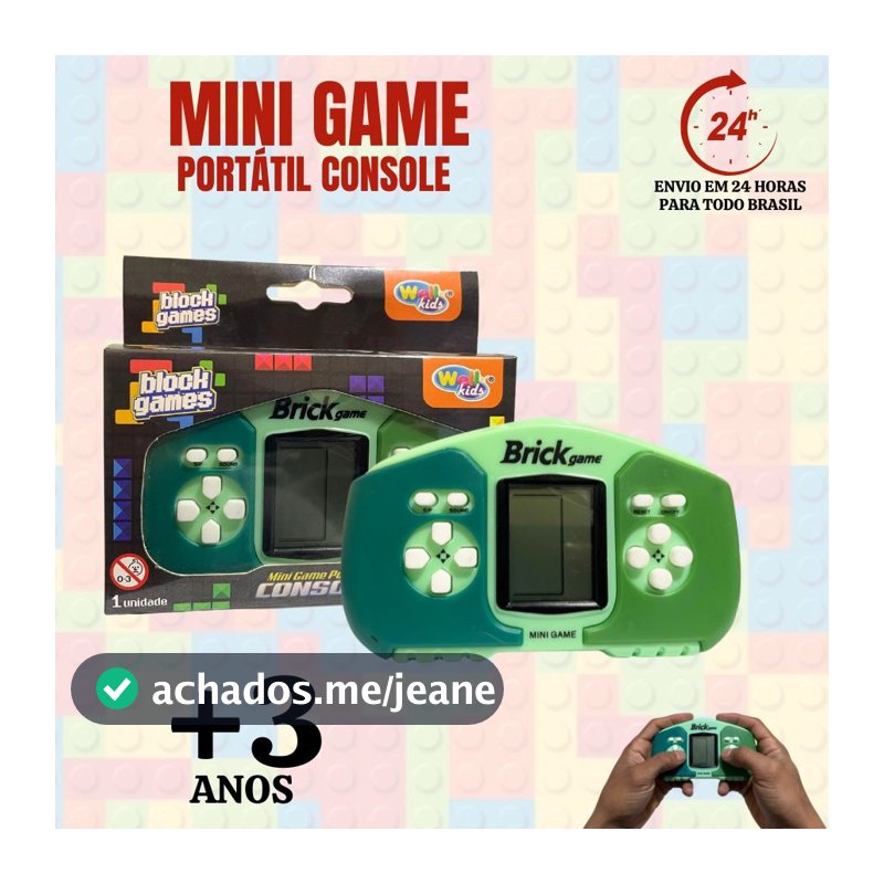 Mini Game Portátil Brick Game com 23 Jogos Clássicos Tetris e Cobrinha Brinquedo Infantil