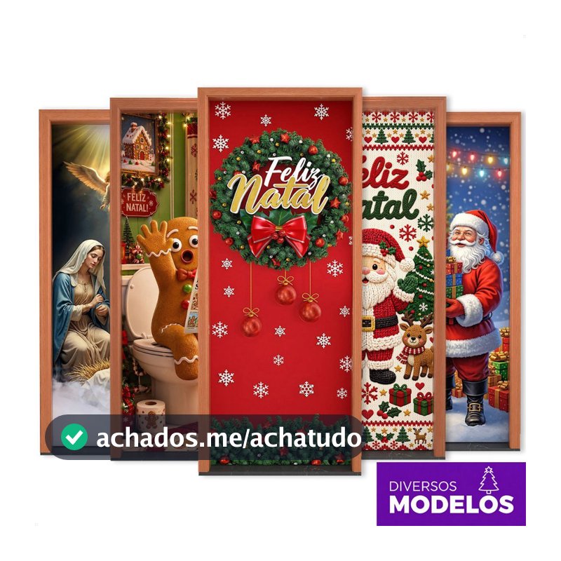 Capa de Porta Natal Guirlanda Em Tecido Decoração Natalina para Casa Sublimado 0,80x2,1m C/ Elástico