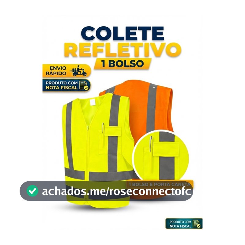Colete Refletivo Segurança Sinalização Obra Transito Blusão Amarelo Laranja EPI 4 Faixa Visibiliadad