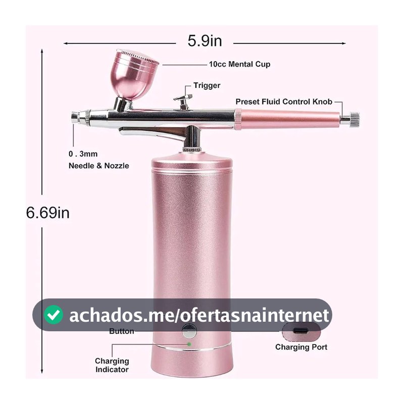 Aerógrafo Portátil com Mini Compressor - Para Unhas, Bolo, Maquiagem, Cabelo