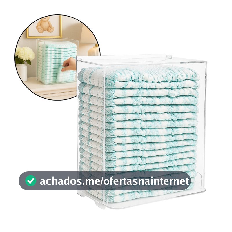 Porta Organizador Fralda Caixa Urna Banheiro Quarto Acrilico Bebe Fraldário Suporte Armazenar