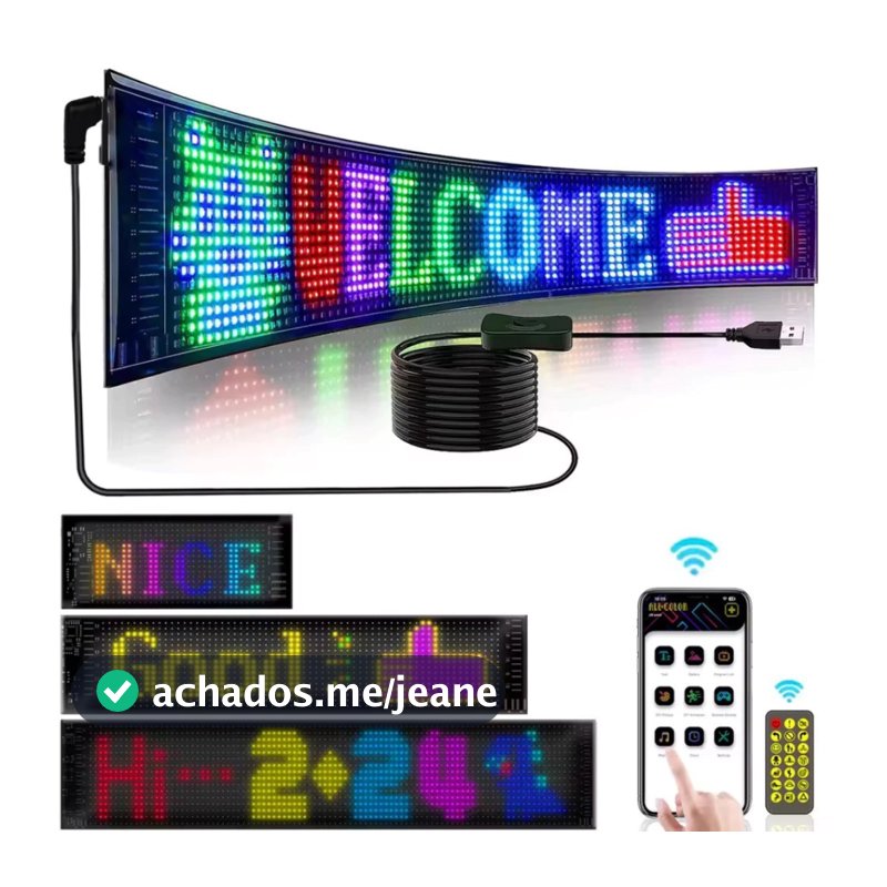 Painel de Pixel de Matrix LED Usb  Flexível RGB Endereçável Devil Eyes Sinalização Informativo