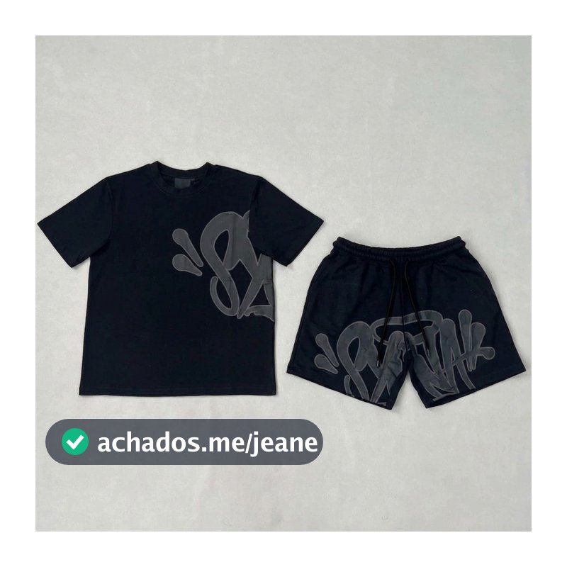Conjunto Camiseta + Short Moletom Synaworld Central Trap Hip Hop Conjunto Y2k Streetwear Syna Shirt de Verão