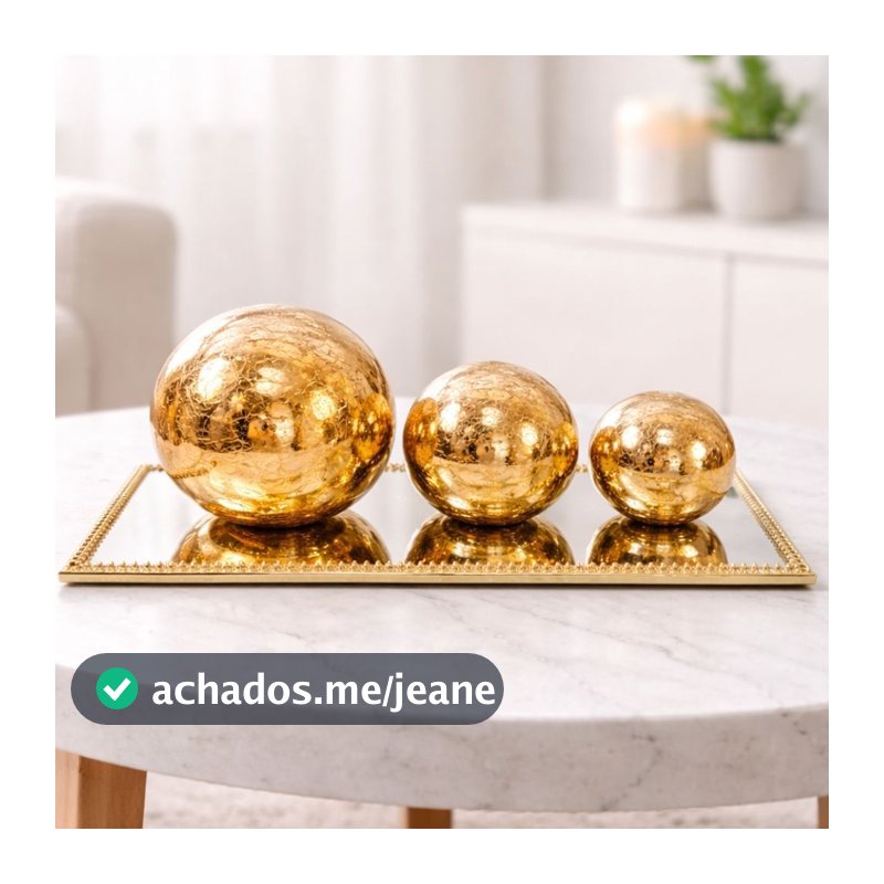 Kit Bolas Esferas de Vidro Decorativas Craquelê Luxo Para Mesa e Decoração Casa
