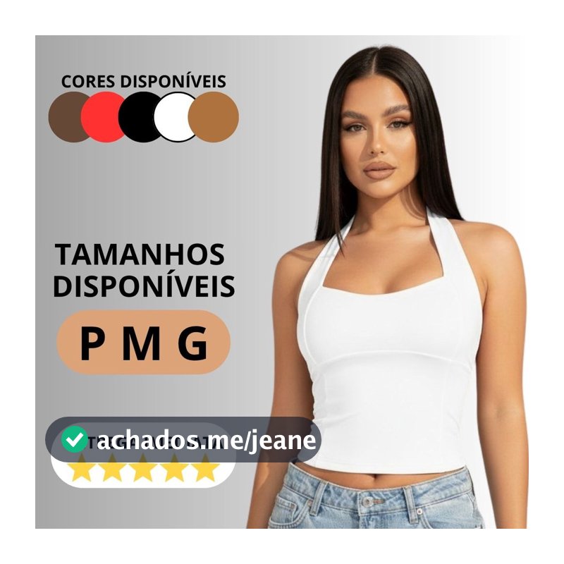 Blusa Feminina Top Halter Frente Única Costas Nuas Cropped Halter Neck Verão Tendência