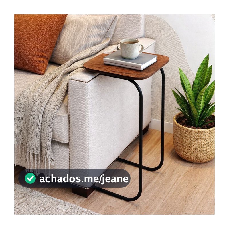 Mesa de Apoio para Sofá Veneza Tampo Madeira Lâminada Premium Para Sala Cozinha Àrea Gourmet Registrare Decor