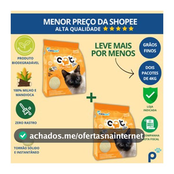 Areia Higiênica Biodegradável Catbio 8Kg (2 pacotes de 4 kg) - Max Clean - Grãos Finos - novo