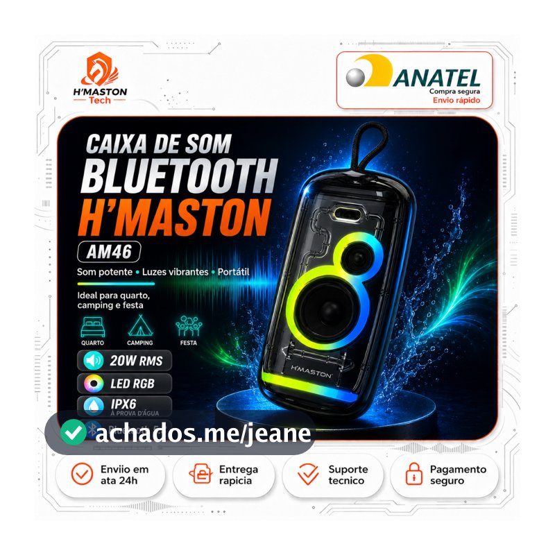 H’MASTON AM46 20W Caixinha De Som Bluetooth Caixa De Som Blootooth Caixa De Som Bluetooth Portátil Som Caixa Bluetooth