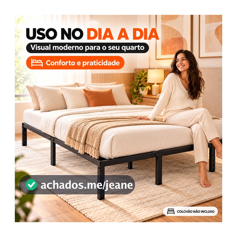 Estrado De Metal Para Cama De Casal /Cama de Solteiro, Fácil De Instalar e Dobrável Com Suportes De Ripas De Aço-O17