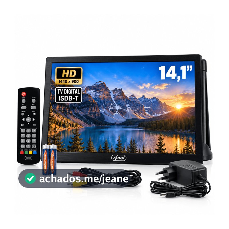 Monitor TV Portátil Digital 14.1 Polegadas LED HD 14 USB HDMI SD Controle Remoto Bivolt