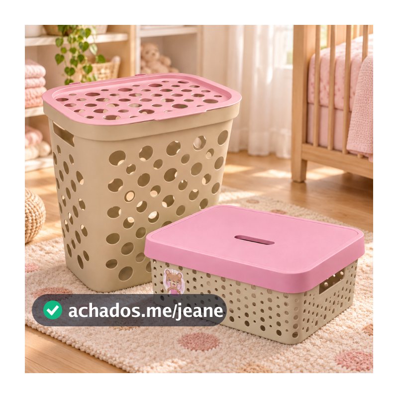 Kit Cesto Caixa Organizadora Infantil  2 peças - Cesto Roupa Cesto Organizador Quarto Bebe Menina