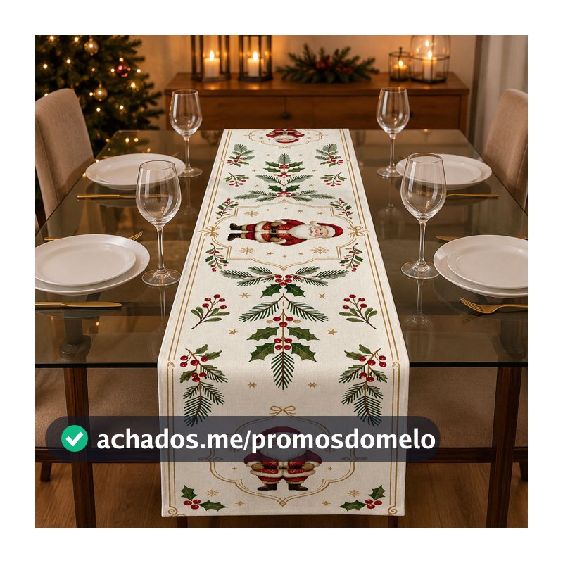 Caminho De Mesa Tema Natal Para Mesa Posta Em Tecido Sublimado